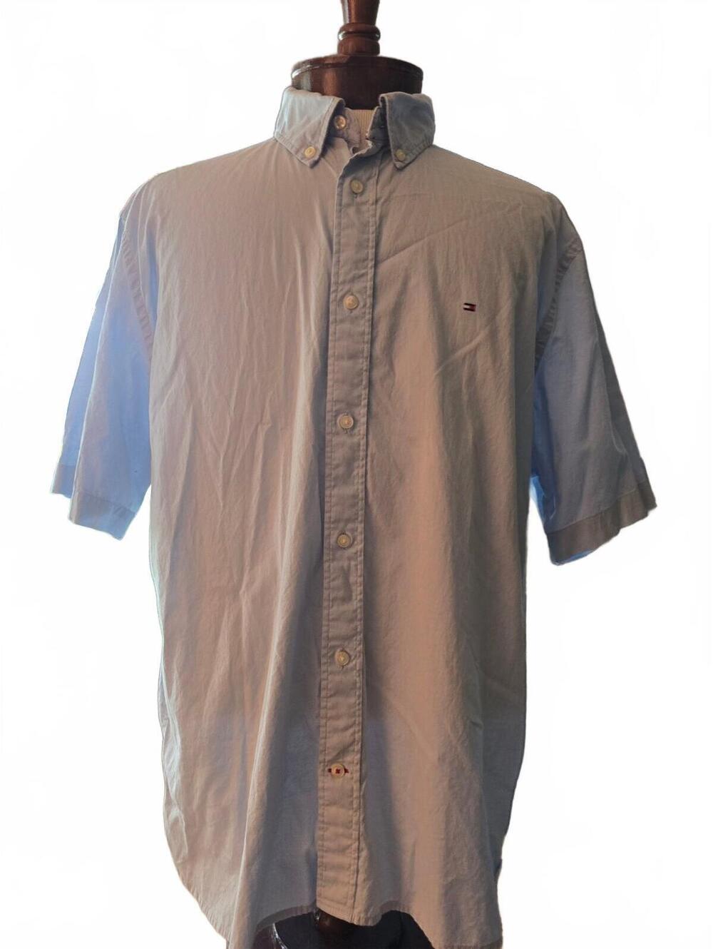Tommy Hilfiger THFLEX Regular Fit Light Blue Short Sleeve Button Up Shirt XXL